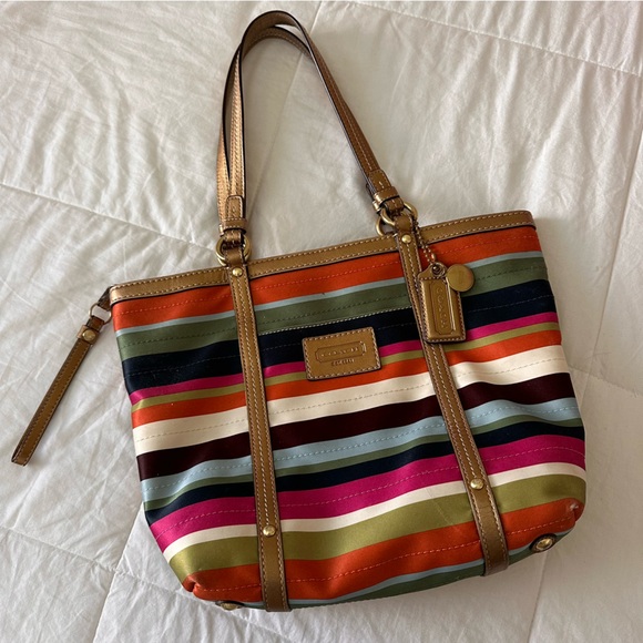 Coach Legacy Stripe 12421 Shoulder Tote Bag - Picture 1 of 8